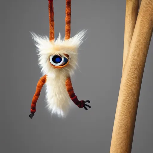 Image similar to elongated centipede furby hanging from the ceiling