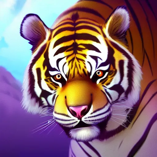 Prompt: portrait of an antropomorphic bengal tiger, mattepainting concept blizzard pixar maya engine on stylized background splash comics global illumination lighting artstation, sharp focus, lois van baarle, ilya kuvshinov, rossdraws