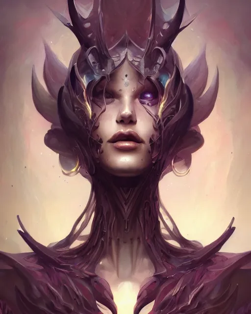 Image similar to portrait of a beautiful demon cybernetic emanation, by pete mohrbacher and artgerm and wlop, digital art, highly detailed, intricate, fantasy, mystical, Trending on Artstation HQ, deviantart, unreal engine, 4K UHD image