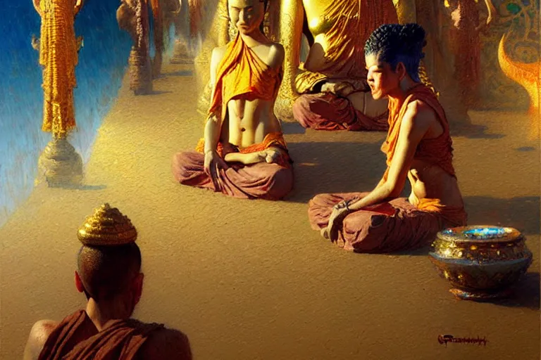 Image similar to buddhism, painting by gaston bussiere, greg rutkowski, jean giraud