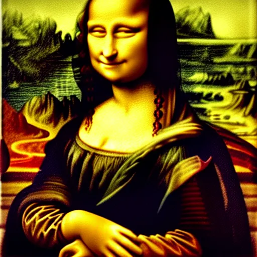 Prompt: a painting of the mona lisa in the style of van gogh