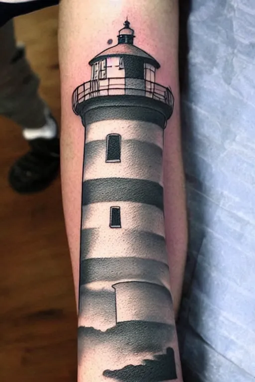 Image similar to American traditional tattoo of a lighthouse