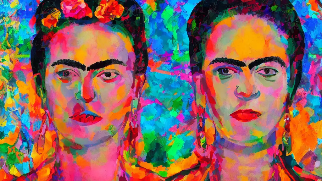 Prompt: abstract art painting, lines, forms, shapes, in style of frida kahlo, 4 k, high resolution details,