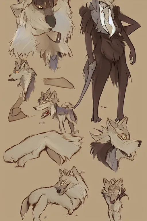 Image similar to an anthropomorphic wolf, fursona!!! by don bluth, by kawacy, trending on artstation, full body