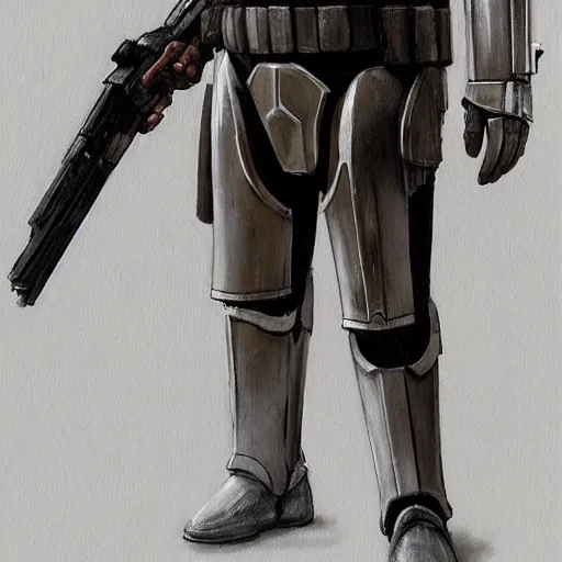 Image similar to an imperial stormtrooper walking, full body photography, extremely long shot, long shot, full-length, head-to-toe, concept art by Doug Chiang cinematic, realistic painting, high definition, concept art, the Mandalorian concept art style