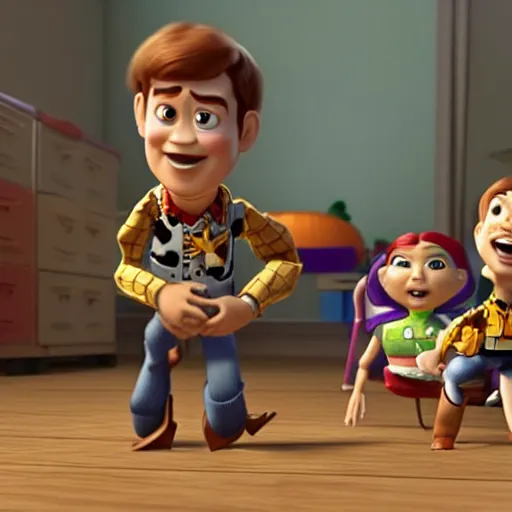 Image similar to hyper child with overactive imagination receiving behavioral therapy. wildchild boy with therapist. behavior correction. CGI graphics IN THE STYLE OF Toy Story 2 (1999). DreamWorks graphics. 3d