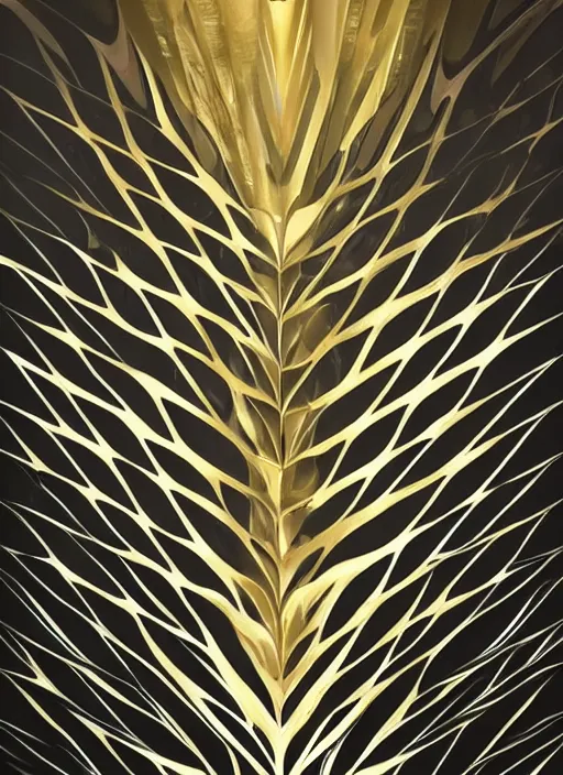 Image similar to symmetrical, shiny!!!! award - winning painting, abstract, gold and silver shapes, rectangles, geometry, elegant, luxurious, beautiful, pitch black background, dali