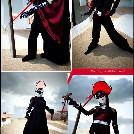 Prompt: Robot ninja pirate vampire cosplay