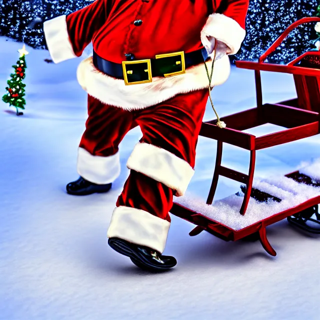 Image similar to drunk santa crashing his sleigh, highly detailed, 8 k, hdr, close up, smooth, sharp focus, high resolution, award - winning photo