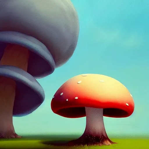 Prompt: goro fujita ilustration a funny fluffy cloud spraying water on a mushroom on a flat background, painting by goro fujita, sharp focus, highly detailed, artstation