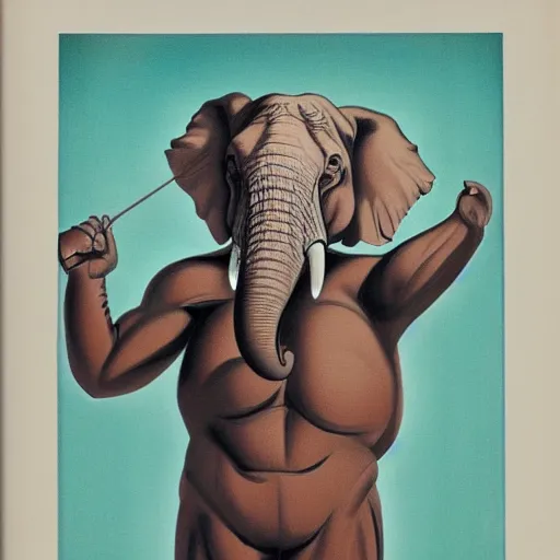 Image similar to muscular anthropomorphic elephant