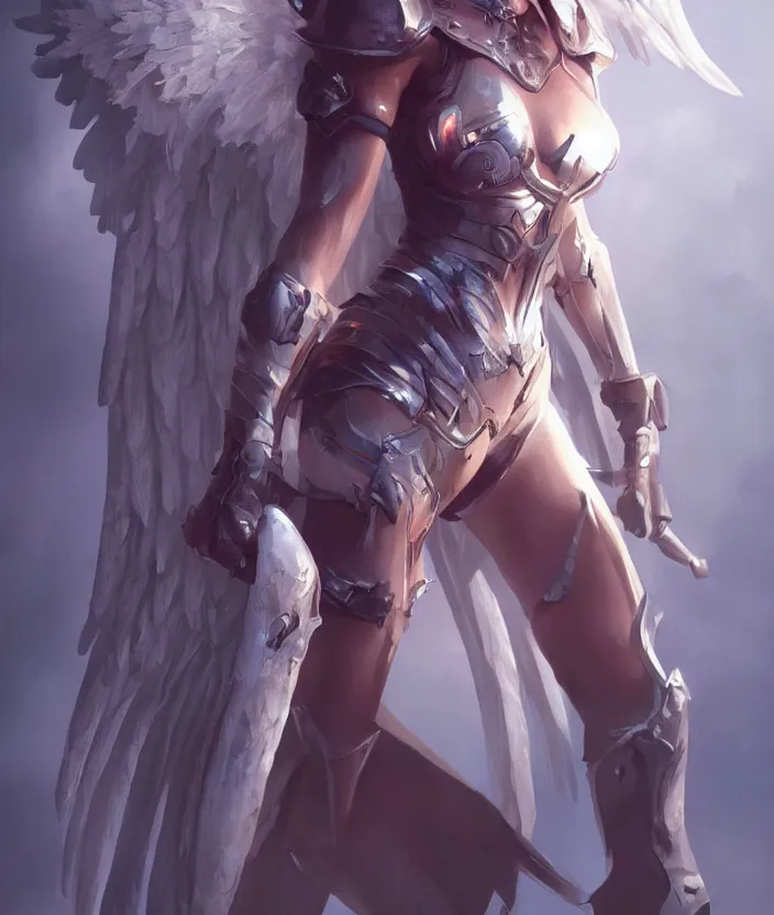 Prompt: Concept art, angel knight girl, artstation trending, artgerm highly detailded