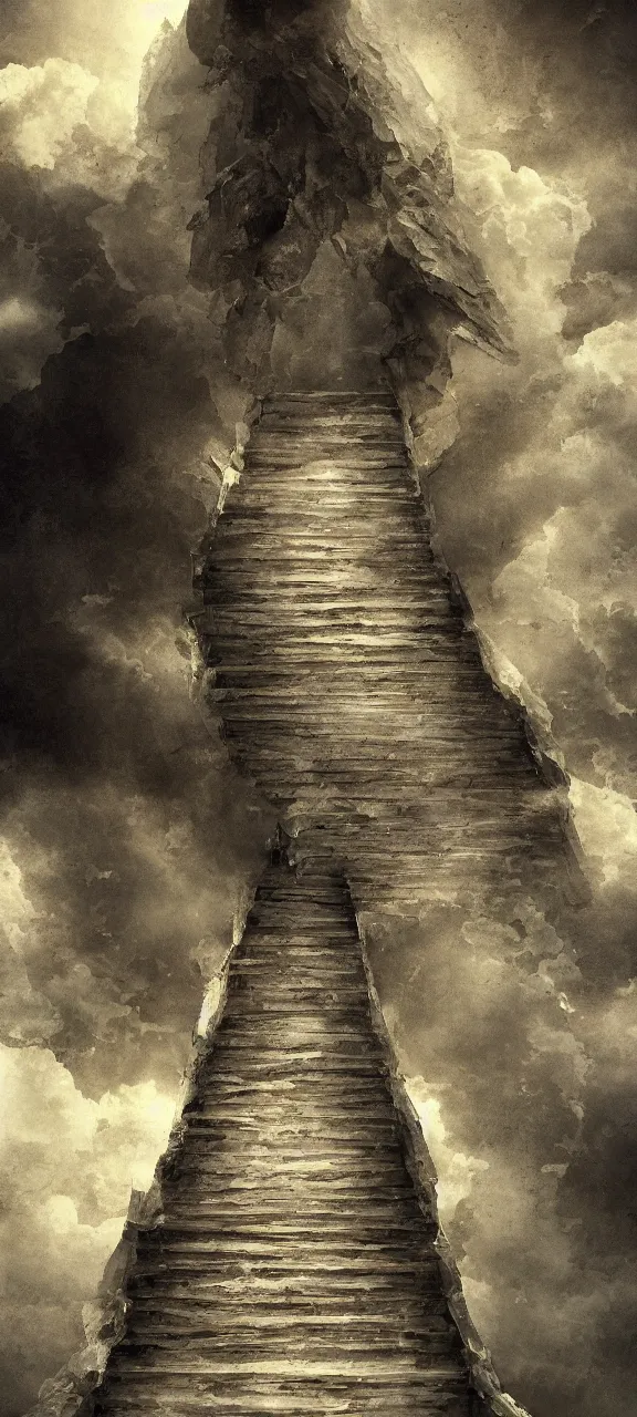 Prompt: stairway ladder to heaven many angels ascending atmospheric epic rays concept art