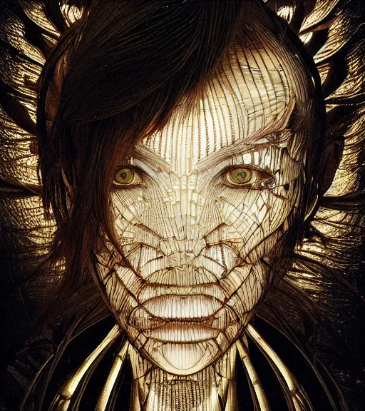 Image similar to still frame from Prometheus movie by Makoto Aida, cyborg with life within by Iris van Herpen painted by Caravaggio and by Hisashi Tenmyouya by Fuyuko Matsui by Makoto Aida by Yasunari Ikenaga by Takato Yamamoto