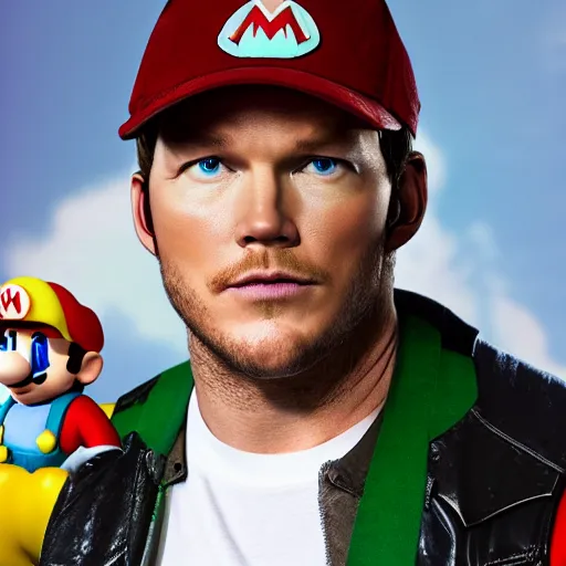 Image similar to Chris pratt as live action mario, 4k headshot photography