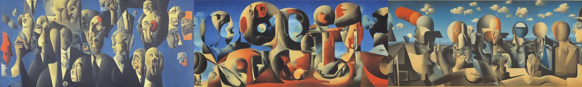 Prompt: surrealist painting of about the internet by Magritte, Dali, Andre Breton and Max Ernst