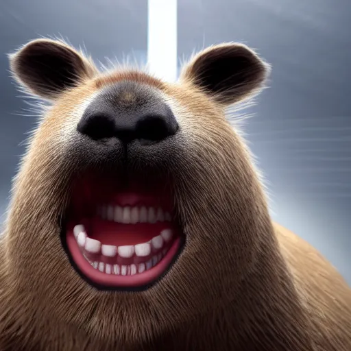 Image similar to hyperrealistic dslr film still of justin bieber smile with giant teeth of a capybara, stunning 8 k octane comprehensive 3 d render, inspired by istvan sandorfi & greg rutkowski & unreal engine, perfect facial symmetry, dim volumetric cinematic lighting, extremely hyper - detailed, incredibly real lifelike attributes & flesh texture, intricate, masterpiece, artstation, stunning