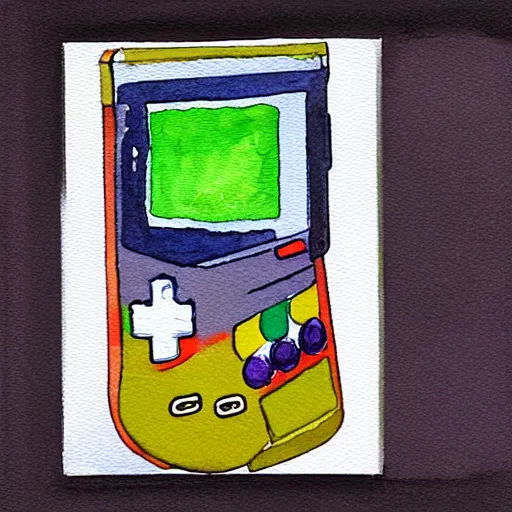 Image similar to game boy color, watercolor painting