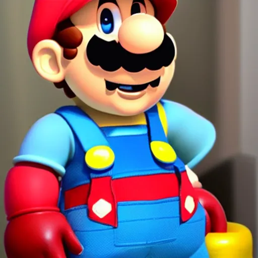 Image similar to Super Mario with long pink hair