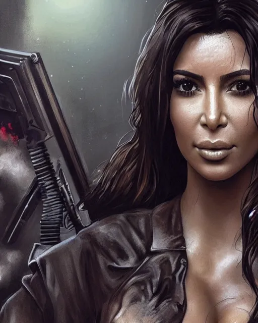 Prompt: A film still of kim kardashian being tackled by zombies in resident evil, highly detailed, digital painting, artstation, concept art, sharp focus, illustration, cinematic lighting, art by artgerm and greg rutkowski and alphonse mucha diffuse lighting, fantasy, intricate, elegant, highly detailed, lifelike, photorealistic, digital painting, artstation, illustration, concept art, smooth, sharp focus, art by John Collier and Albert Aublet and Krenz Cushart and Artem Demura and Alphonse Mucha