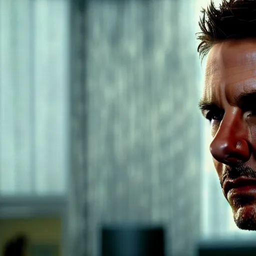 Image similar to movie still portrait of tom cruise playing as tony stark in iron man ( 2 0 0 8 ) sharp focus, shallow depth of field, 4 k editorial photograph