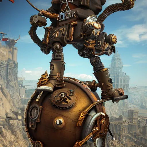 Image similar to flying steampunk fortress, extremely detailed, behrens style, unreal 5 render, fantasy digital art, octane render, beautiful composition, trending on artstation, award - winning photograph