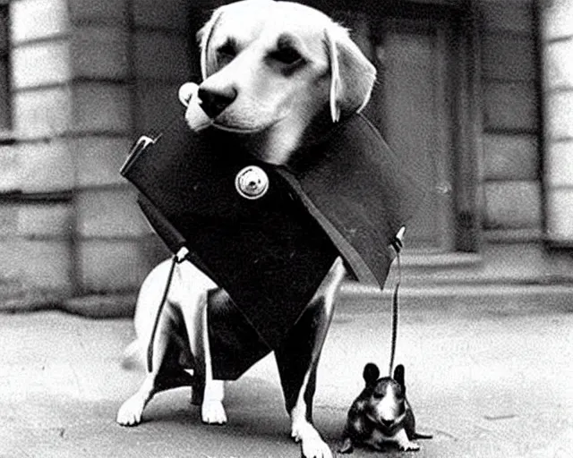 Image similar to a photo of canine karl marx ( karl barx ) as a dog, barking about the failures of capitalism and how the fat cats are creating a rat race of exploitation. how does one write a manifesto with those paws though?