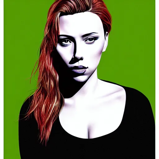 Image similar to portrait of scarlet johansson, highly detailed, centered, solid color background, digital painting