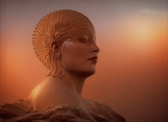 Image similar to CGI, HYPER REALISTIC VFX SIMULATION of THE QUEEN OF THE SUN BY ZDZISŁAW BEKSIŃSKI, HIGHLY INTRICATELY DETAILED 3D OCTANE RENDER