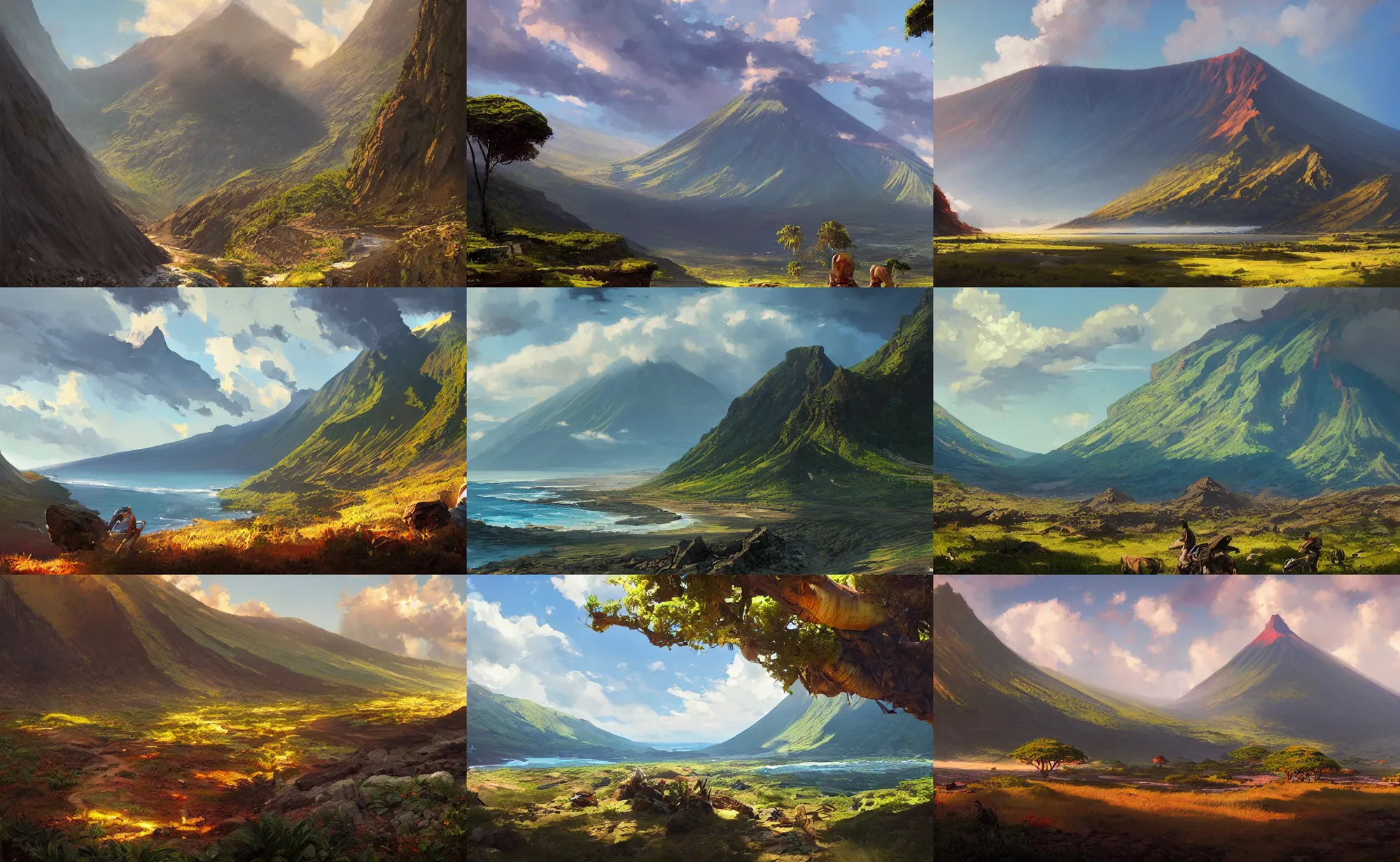 Prompt: a beautiful landscape of Reunion Island by Greg Rutkowski, by Jesper Ejsing, by Makoto Shinkai,trending on artstation,concept art,highly detailed,8k