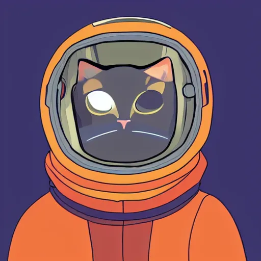 Prompt: a smug cat wearing a space helmet, vector art, pixiv