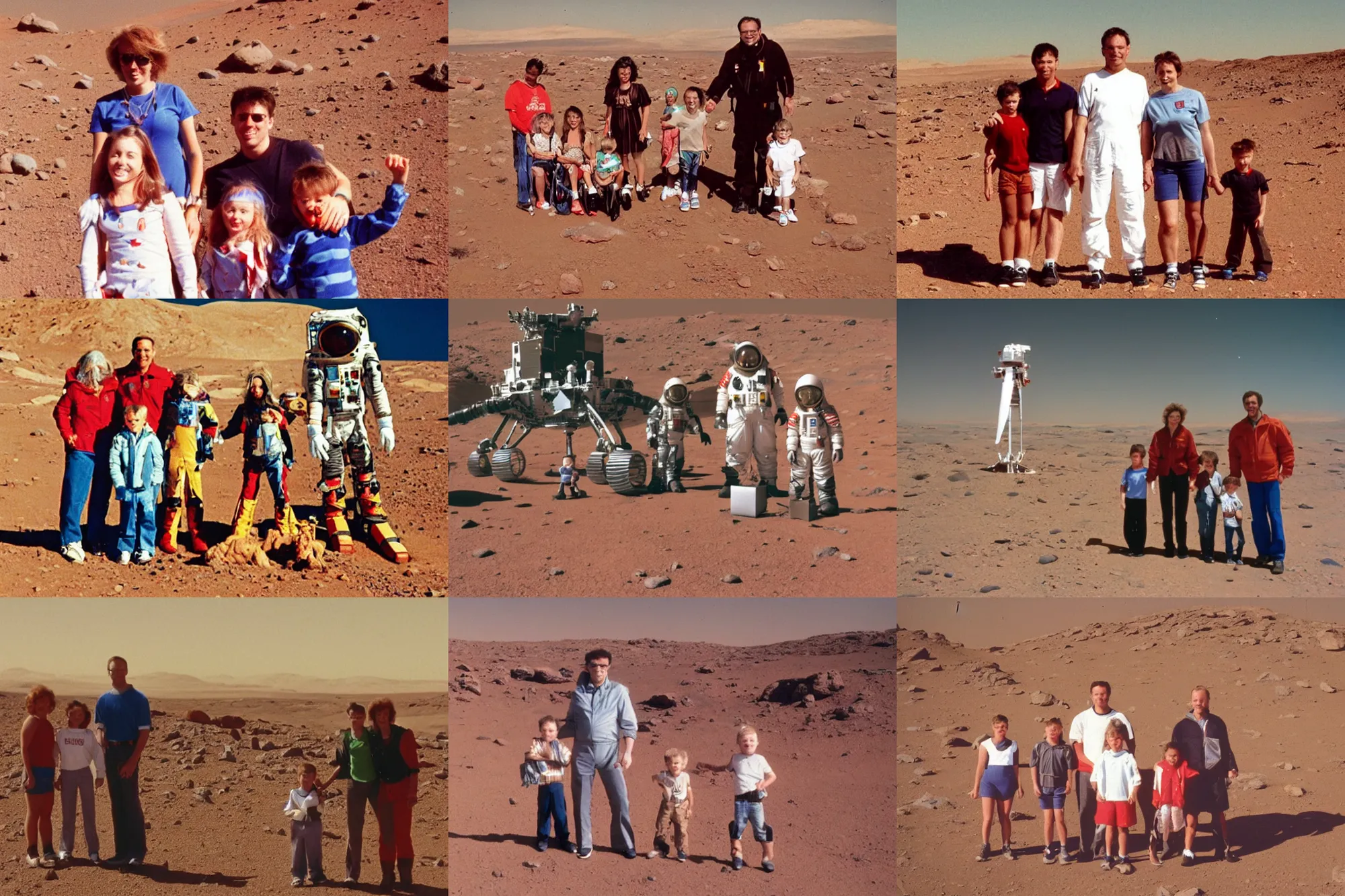 Prompt: a family photo from my holiday to Mars in 1992