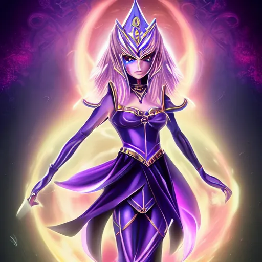 Image similar to beautiful dark magician girl, full body, mystical, ultra detailed, 4k