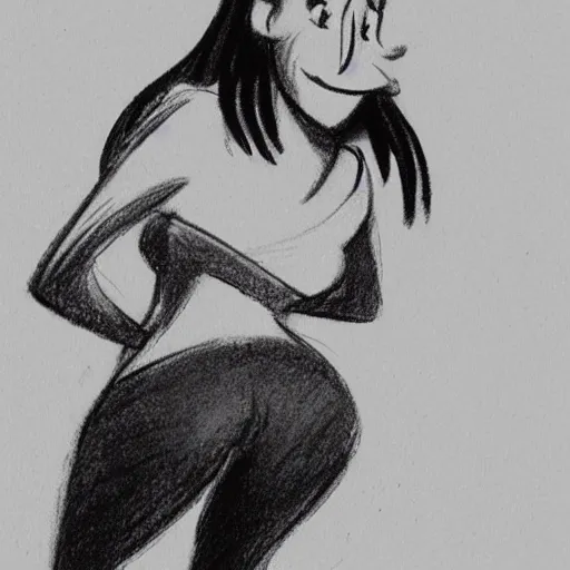 Image similar to milt kahl sketch of thick cuban girl wearing black yoga pants