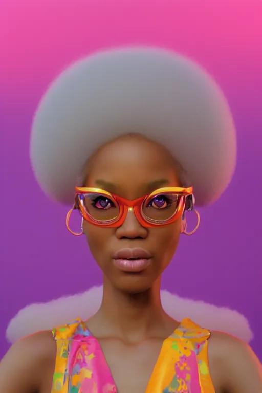 Image similar to a centered render of a cute cool afro disco girl from the seventies, by dreamworks, by pixar, by viktoria gavrilenko, by leticia gillett, by lois van baarle, perfect face, 3 d, 8 k