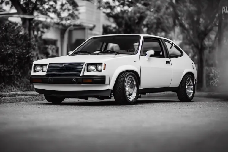 Image similar to 1985 supercharged with a blower Chevette, XF IQ4, 150MP, 50mm, F1.4, ISO 200, 1/160s, natural light, Adobe Photoshop, Adobe Lightroom, photolab, Affinity Photo, PhotoDirector 365