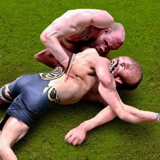 Image similar to gollum wrestling with conor mcgregor