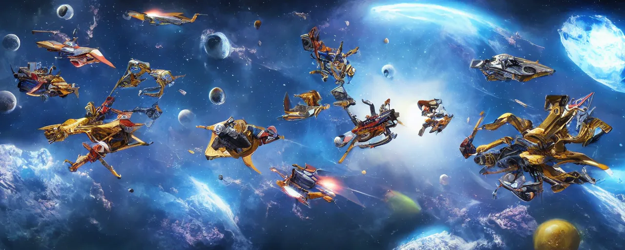 Prompt: monkey battle in space, concept art, 4 k