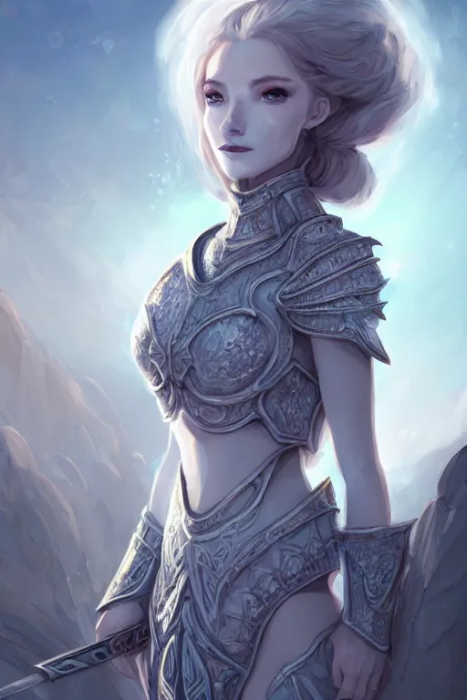 Prompt: portrait knights of zodiac girl, matt white ice color armor, in ruined agora of athens sunrise, ssci - fi and fantasy, intricate and very beautiful and elegant, highly detailed, digital painting, artstation, concept art, smooth and sharp focus, illustration, art by ayanamikodon