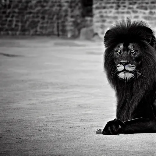 Prompt: professional photography of a black lion, spectacular in its beauty, 8 k