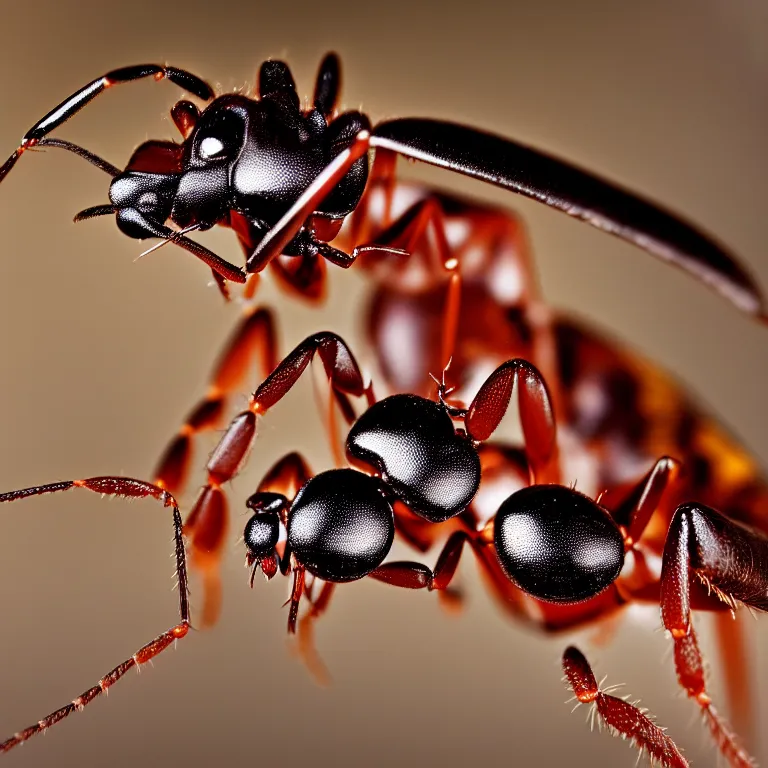 Image similar to macro photograph of a soldier ant, 180mm sigma lens, extremely hyperdetailed, epic composition, masterpiece