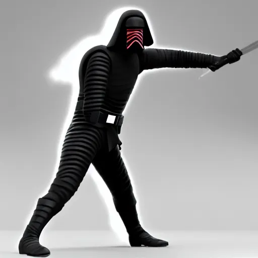 Prompt: kylo ren, ultra sharp lines, rubber hose animation, 4 k, cartoon, unreal engine 5, black and white color