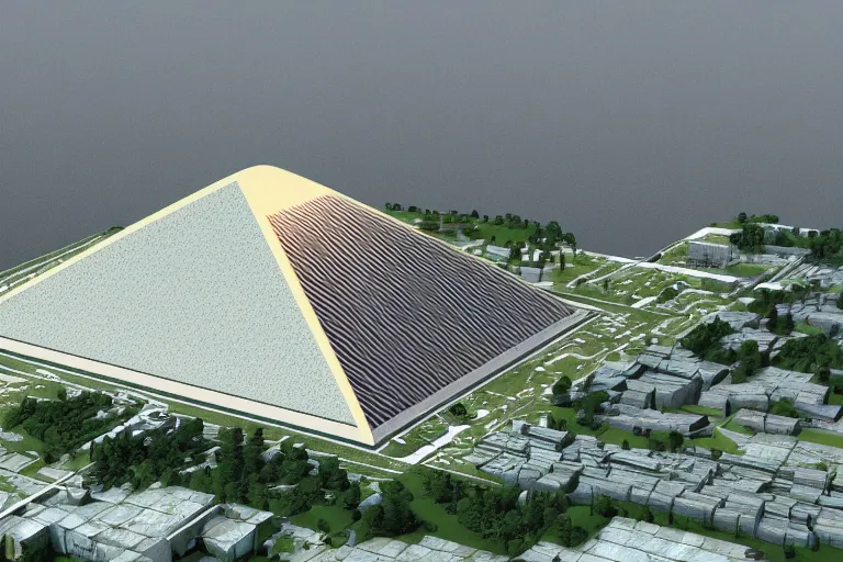 Image similar to Pyramid as a power plant, Future technology