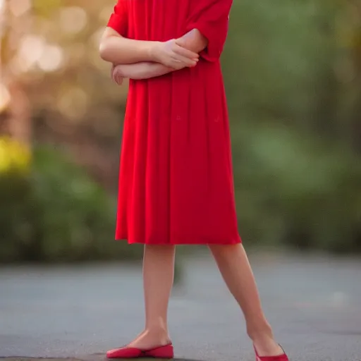 Image similar to dslr portrait still of young sally field wearing a beautiful red dress, 8 k 8 5 mm f 1. 4