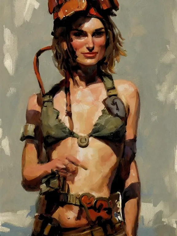 Prompt: portrait of Kiera Knightley as Tank girl by Gregory manchess