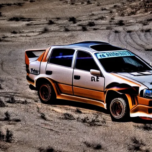 Prompt: velociraptor mongoliensis in the style of wrx impreza as velociraptor, mad max, hdr 8 k