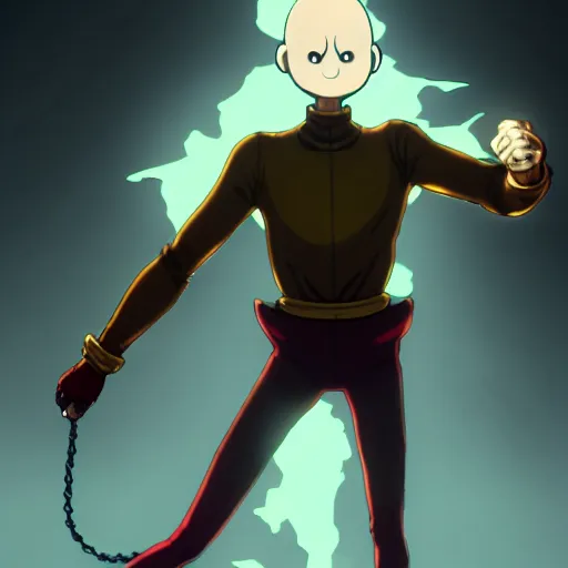 Image similar to saitama as cuphead endgame boss ingame shot from cuphead, artistic pose, digital art, fantasy, endgame boss, smooth, cinematic perspective, smooth, artstation, behance, deviantart