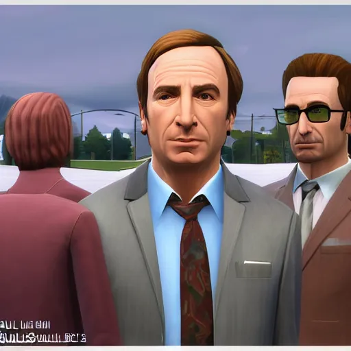 Prompt: saul better call saul, saul goodman, in the sims, realistic, photorealistic, high - resolution, sigma art 8 5 mm f 1. 4, very very saul goodman, very very very saul goodman, better call saul, inside the sims