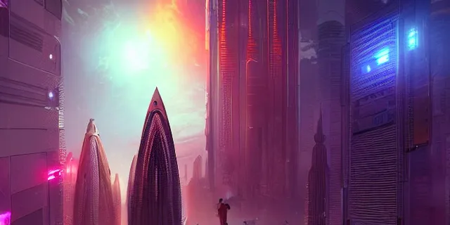 Prompt: a swarm network of glowing futuristic cubes appears in the sky above a cyberpunk dubai city, atmospheric lighting, intricate, volumetric lighting, beautiful, sharp focus, ultra detailed, in the art style of marc simonetti, bowater charlie and brom gerald, astrophotography