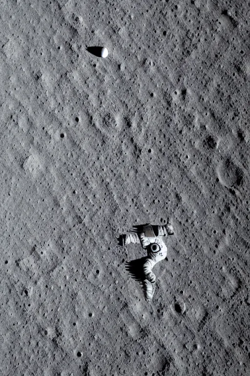 Image similar to a bottom view of an astronaut on the surface of the moon, bottom - view, photography, photo - shot, shooting, cinematic lighting, 8 k